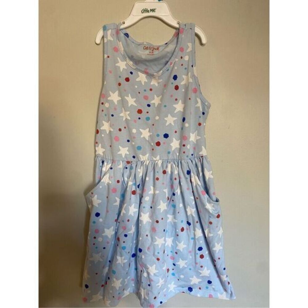 Girls cat and jack‎ red , white and blue sleeveless dress size medium